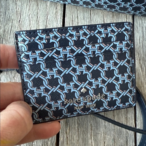 Kate Spade NY Link Camera Bag Blue Multi Saffiano PVC w/Matching Card Holder - Picture 6 of 16